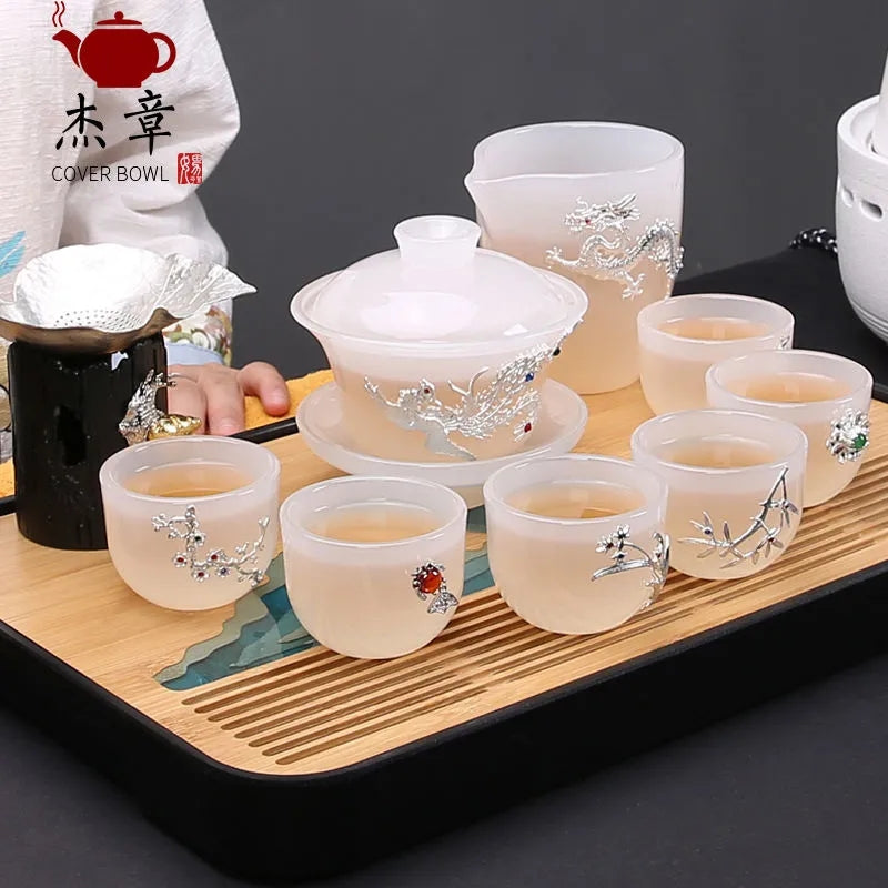 Han White Jade Kung Fu Liuli Tea Set