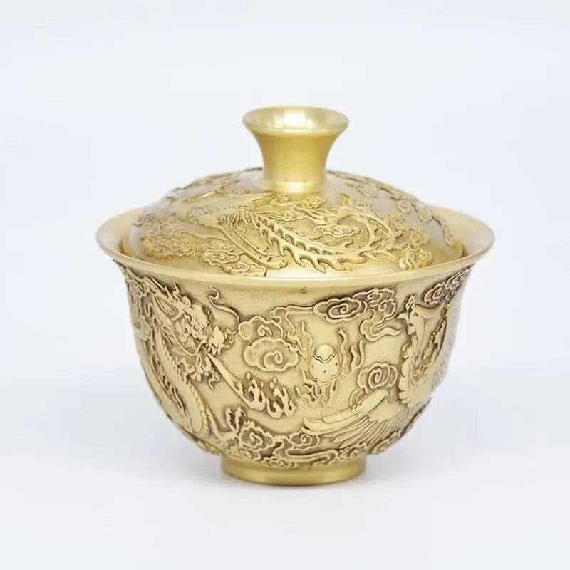 Dragon and Phoenix bronze gaiwan