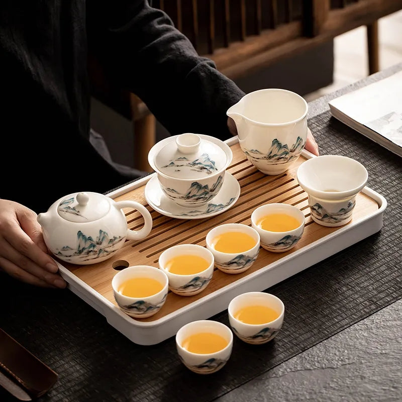 Lustrous Jade Porcelain Tea Set