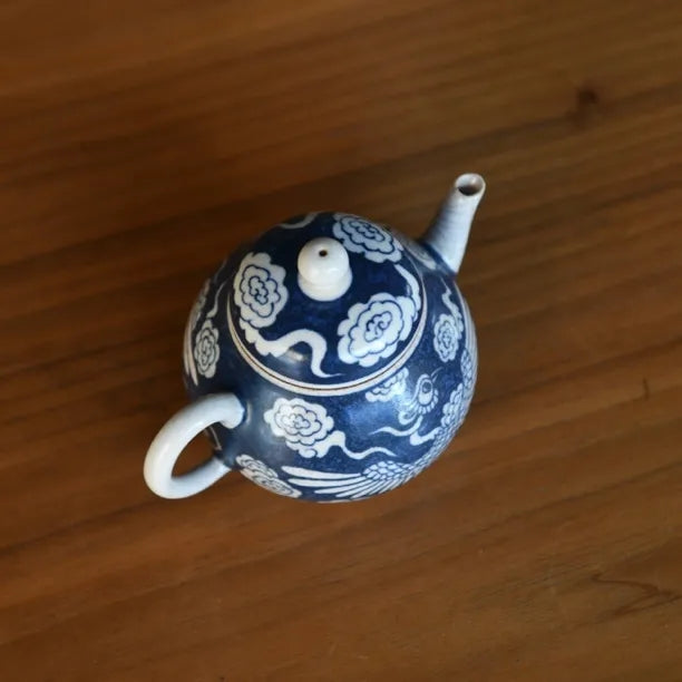 Product Name: "Lin Song Tang" Hand-painted Twin Phoenix Blue and White Sili Pear-shaped Teapot