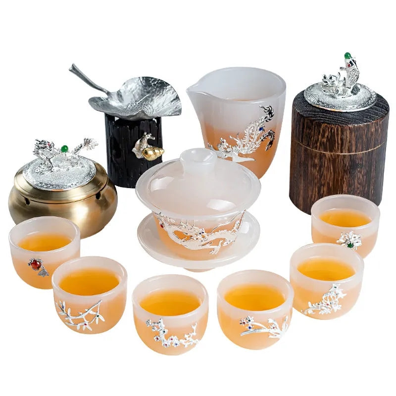 Han White Jade Kung Fu Liuli Tea Set