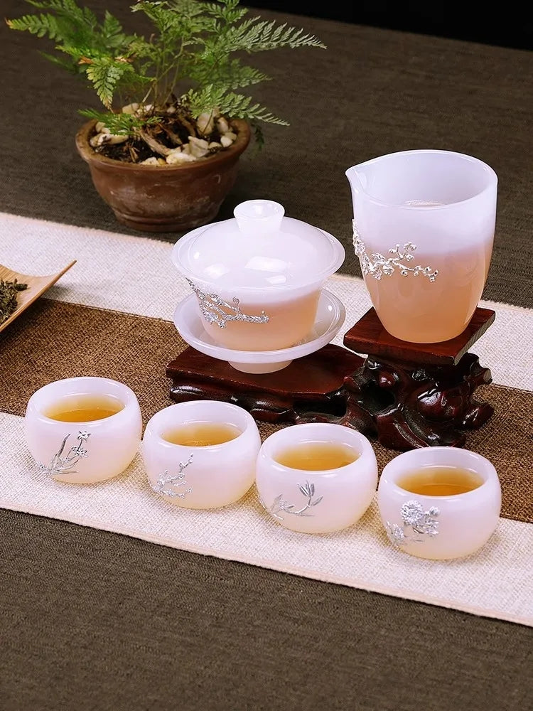 Han White Jade Kung Fu Liuli Tea Set